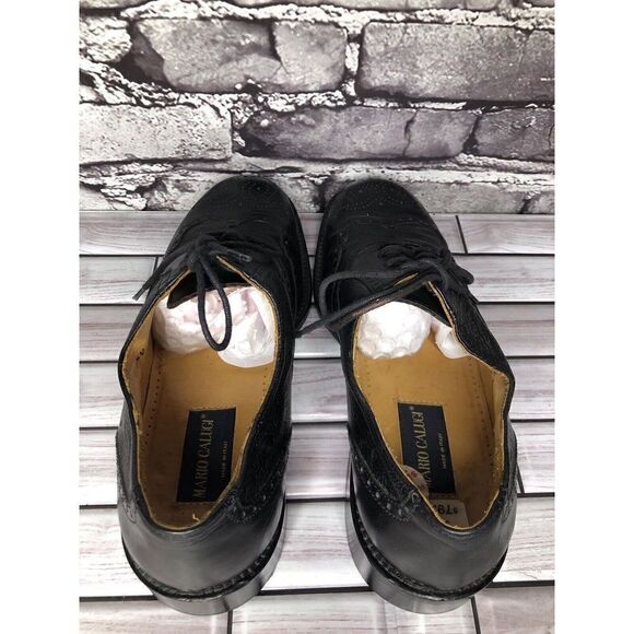 Mario Calugi Black Leather Wingtip Cap Toe Oxfords Lace Shoes Men Sz 7.5M US/41 - Picture 9 of 16